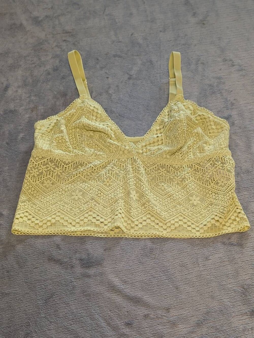 Auden size M Unlined Lace Longline Bralette Bra Yellow